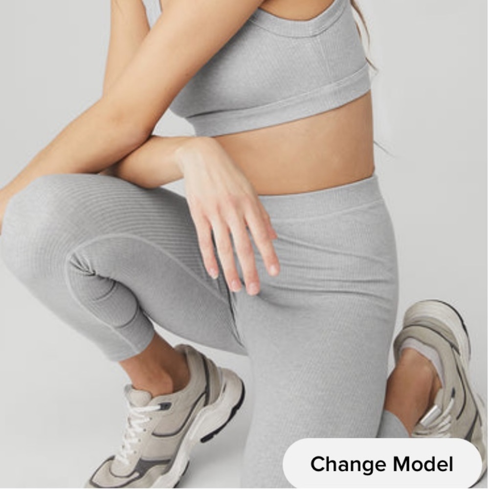 ALO yoga blissful high waisted ribbed 7/8 leggings in grey